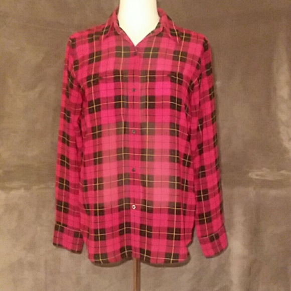 Chaps Sheer Plaid Top - Picture 1 of 4